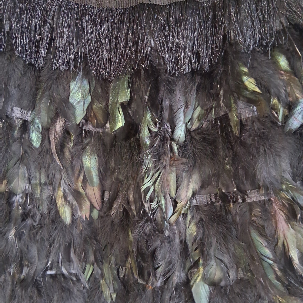 Gracia Feather Mini Skirt In Black Sz. M Boho Festival Party - Picture 5 of 14